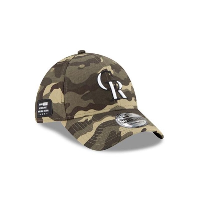 Green Colorado Rockies Hat - New Era MLB Armed Forces Weekend 39THIRTY Stretch Fit Caps USA9521783